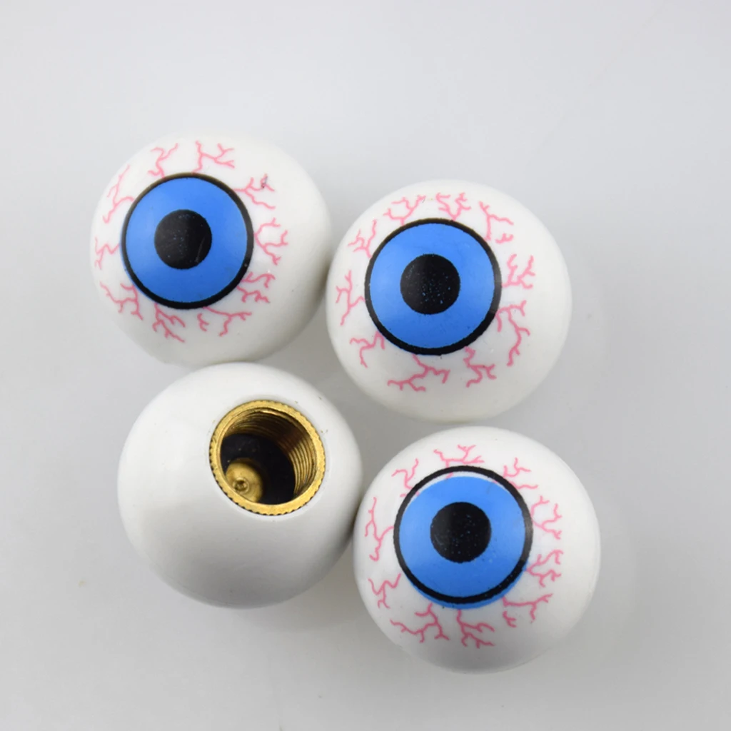 4pcs Eye Ball Eyeball Car Bike SUV Wheel Valve Air Stem Cap Tire Cover Dust