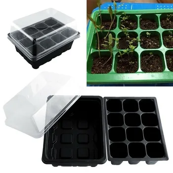 

12 Cells Plastic Nursery Pots Planting Seed Tray Kit Plant Germination Box With Dome And Base Garden Grow Box Gardening Supplies
