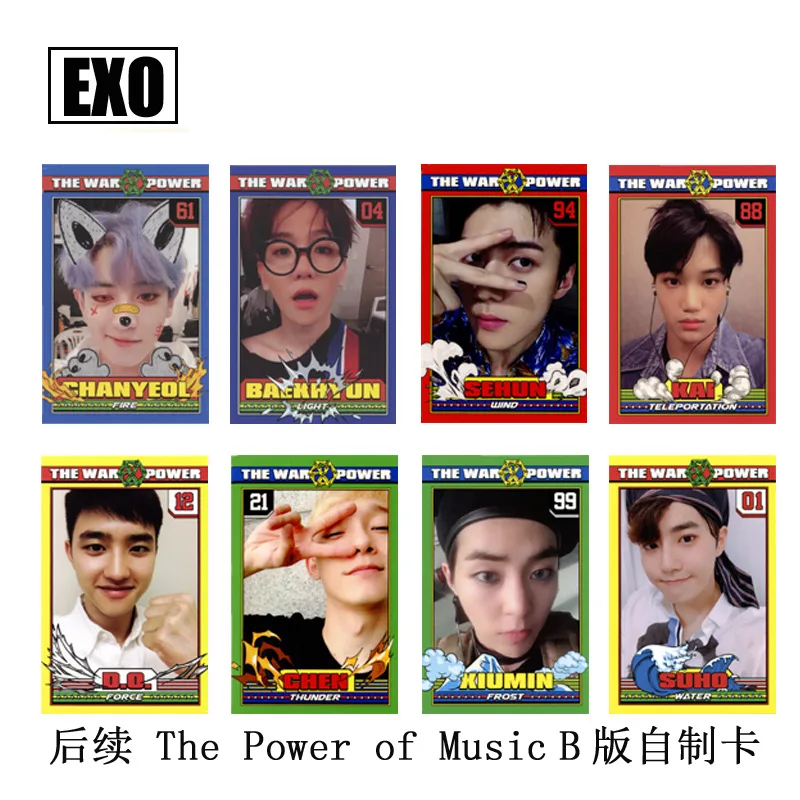 

8pcs/set Kpop EXO signature photocard EXO Kpop HD clear high quality The Power of Music Album photo card