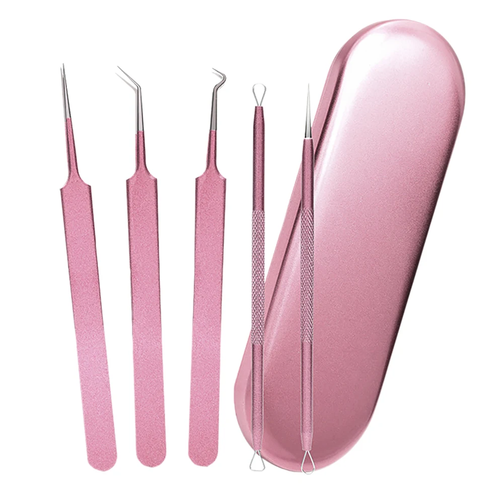 

Pore Care Dedicated Kit Set of 5 Acne Needle Acne Needle Acne Care Hair Removal Stick Tweezers Stainless Steel Storage Case