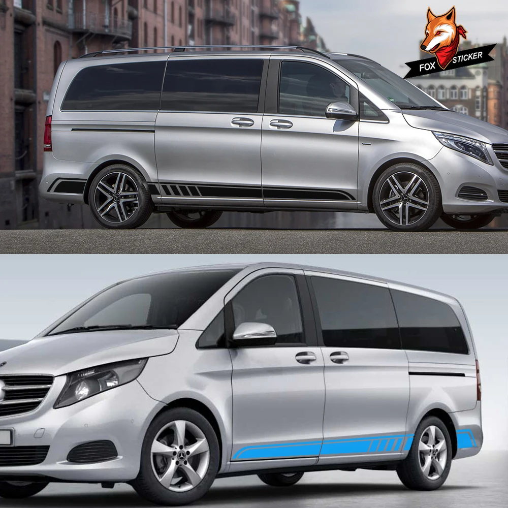 2PCScar боковые полосы юбка графическая Наклейка для Mercedes Benz Vito Viano Valente Metris V класс W447 W639 V260