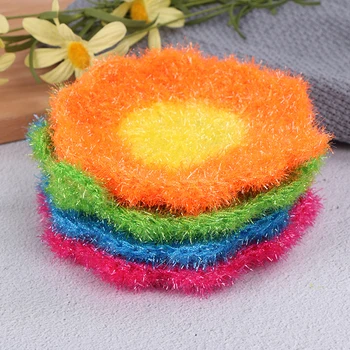 

1Pcs Magic Acrylic Washing Towel Kitchen Cleaning Wiping Rags Korea High Efficient Anti-grease Flower Shape Dish Cloth