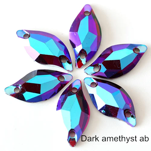 Dark Amethyst AB 9x20 мм 50 шт. Лист смолы пришить Стразы Flatback пришить горный хрусталь блеск для одежды аксессуары Y3715 - Цвет: Dark Amethyst AB