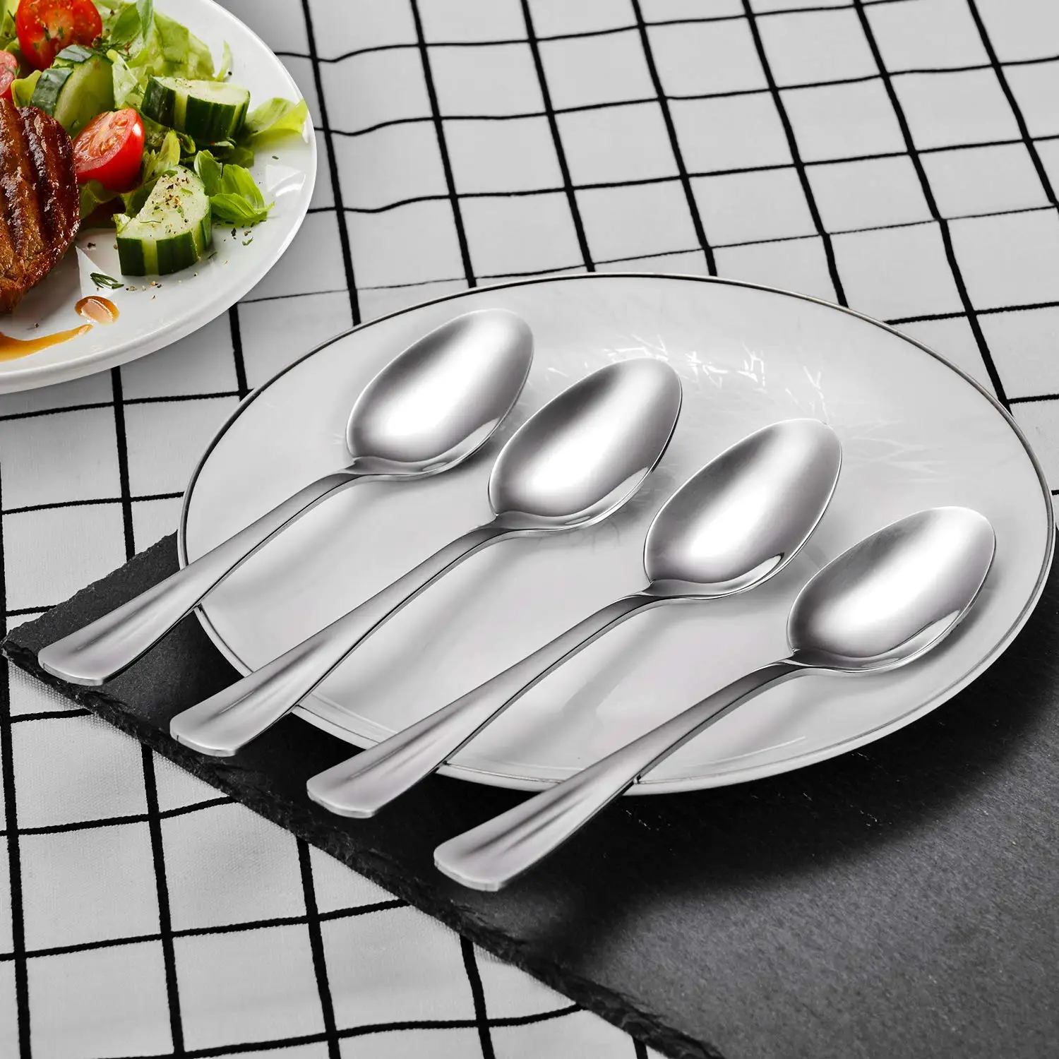 1PCS 7.2inches Hot-sale Stainless Steel Dessert Spoon Mirror Polished Modern For Home Kitchen