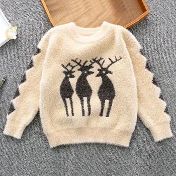 

Baby Boys Girls Long Sleeve O Neck Knitwear Autumn Winter Children Christmas Elk Pullover Sweater Party Fashion Jumper For Kids