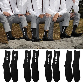 

Letter Groom Best Man Groomsman Father of The Bride Print Men Wedding Party Cuff Crew Funny Ankle Socks 2020