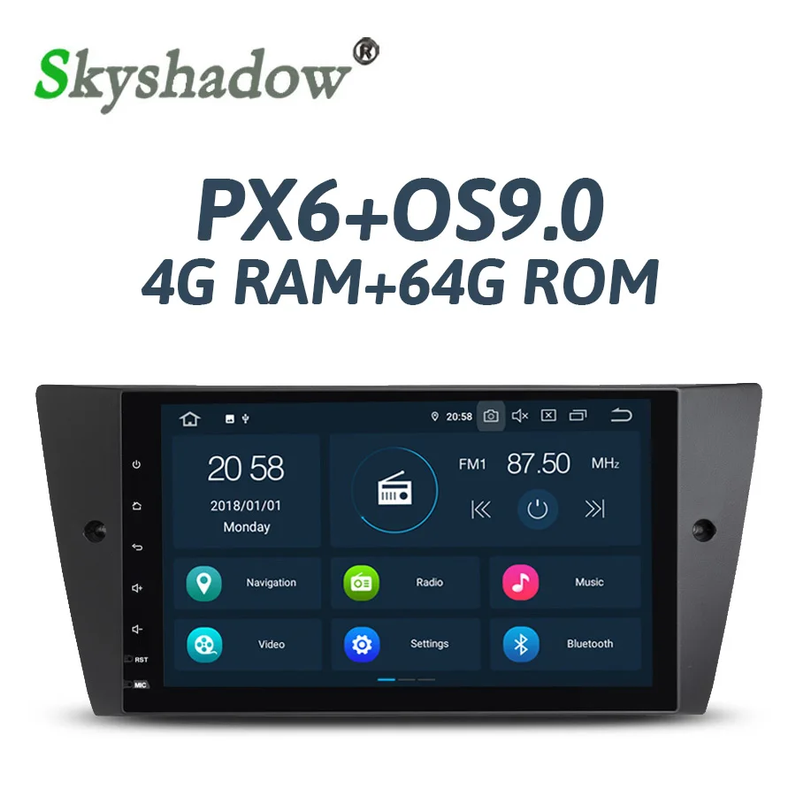 PX6 IPS Android 9.0 6 Core 4GB + 64GB Car DVD Player For BMW E90 E91 E92 E93 WIFI RDS Radio GPS Navigation map Bluetooth 4.2