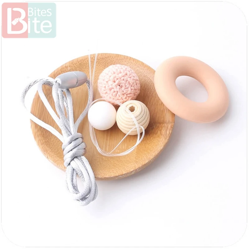 Peachy DIY Set 1 набор, Прорезыватель для зубов из силиконовых бусин, набор для самостоятельной сборки, силиконовое кольцо для мамы, подарок на день рождения для ребенка, не содержит бисфенол, ожерелье для ребенка, Прорезыватель для зубов - Цвет: Peachy DIY Set
