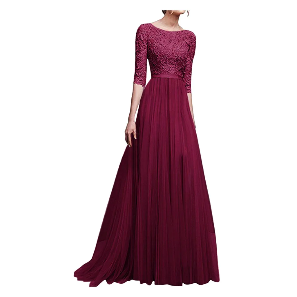 Sukienki vestidos ropa mujer, женское платье, официальное, свадебное, подружка невесты, длинное, для вечеринки, выпускного, бальное платье, зимнее платье, robe hiver femme - Цвет: Красный