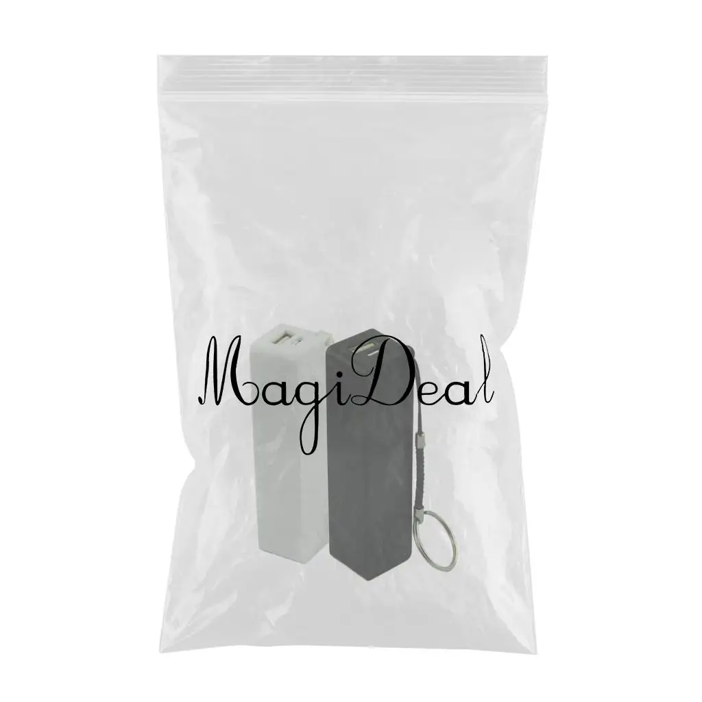 2 Pieces Power Bank Case USB 18650 Battery Charger With Key Chain For Phone MP3  White and Black