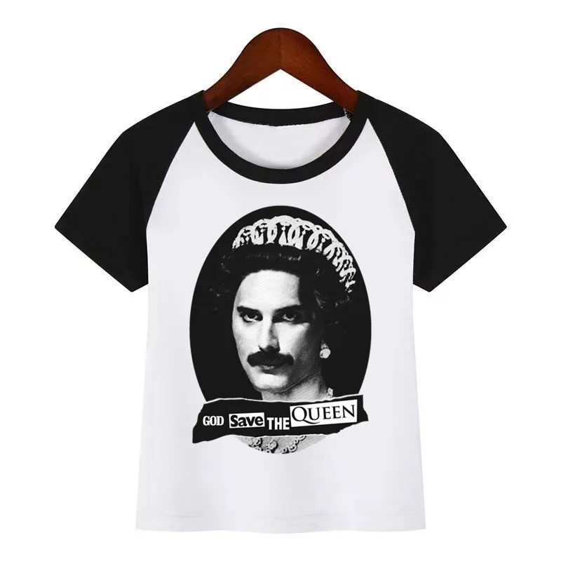 FREDDIE MERCURY/топ в стиле тяжелой рок, коллекция 100 года, футболка с принтом королевы детские летние топы с круглым вырезом, футболка для маленьких девочек повседневная детская одежда