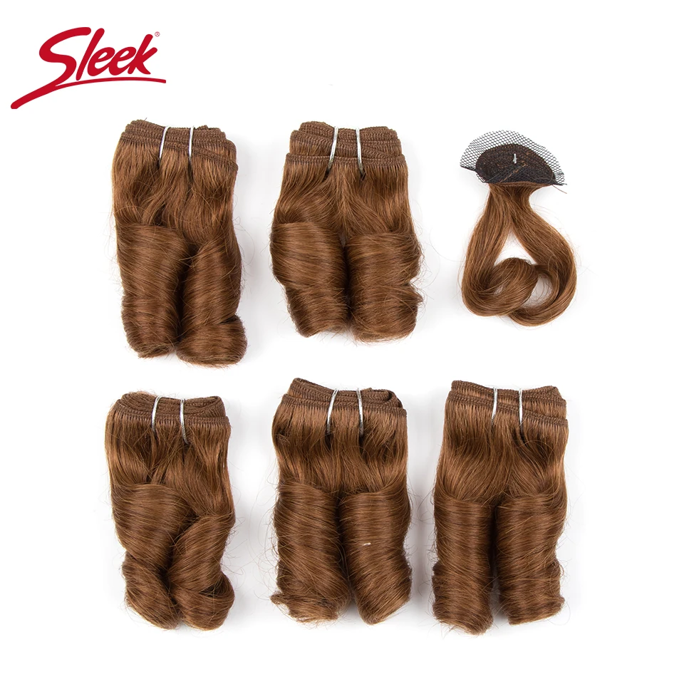 Sleek Double Drawn Loose Wave Blonde #27 33# Brown 4# Color Short Brazilian Bundles With Clocure Cheap Remy Human Hair 158 Grams