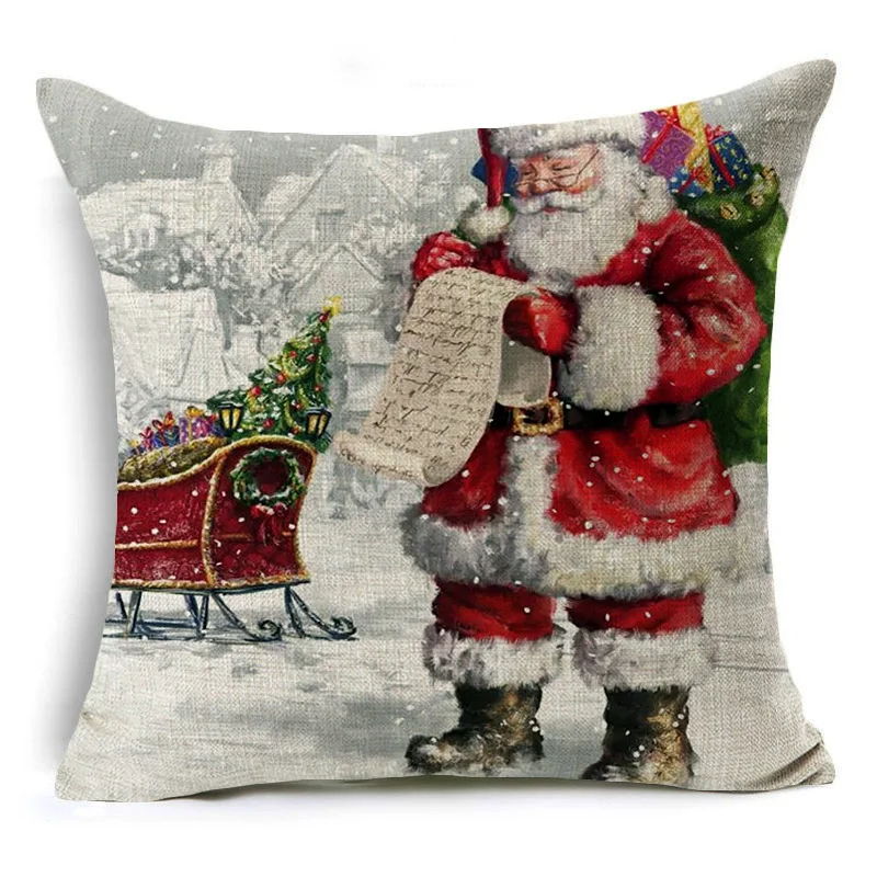 CANIRICA, Рождественская наволочка для дивана, наволочка для подушки 45x45 см, рождественские украшения для дома, наволочка для подушки, льняная наволочка, Cojin, домашний декор