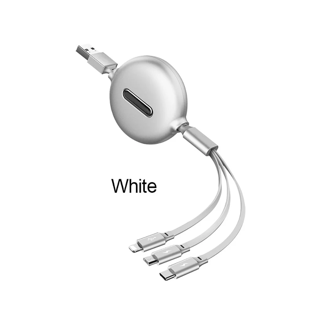 White 3 в 1 usb type C Micro USB кабель для IP type-C Android Кабель зарядного устройства 120 см 3 А Быстрая зарядка USB C кабель аксессуары для зарядного устройства - Сила тока: White