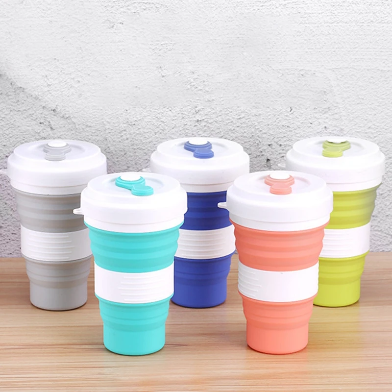 

20 Sticks 550Ml Folding Silicone Cup Travel Leakproof Silicone Coffee Cup Collapsible