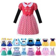 Мягкое хлопковое платье принцессы для маленьких девочек, весенне-осенняя повседневная одежда с длинными рукавами Минни, Эльза, Белоснежка, Джесси из истории игрушек Вечерние