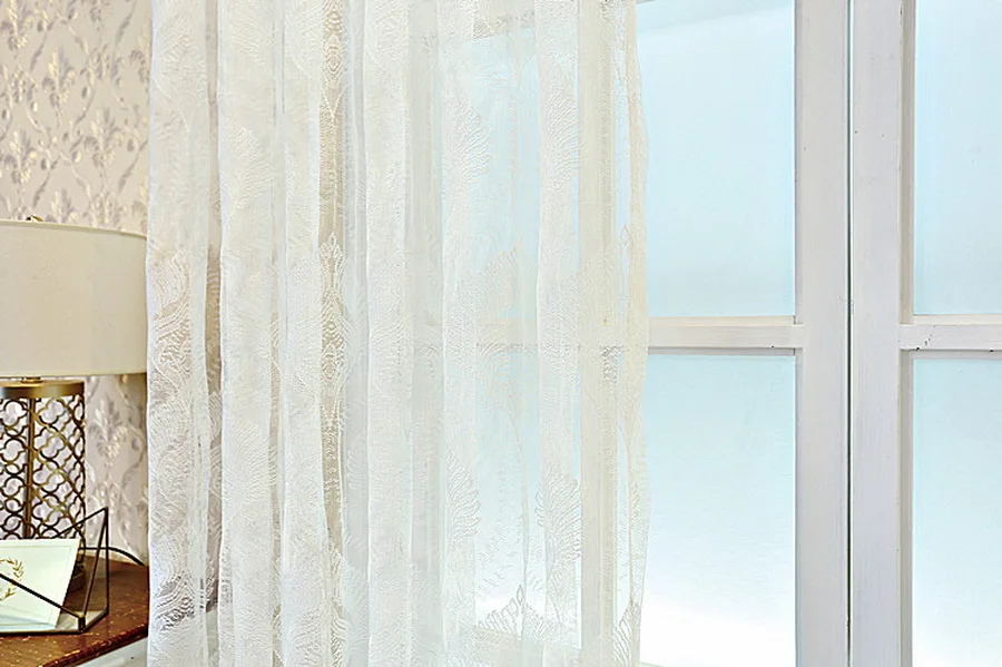 Белый геометрический кружевной оконный экран прозрачные шторы занавески для гостиной спальни современные украшения дома M192#4