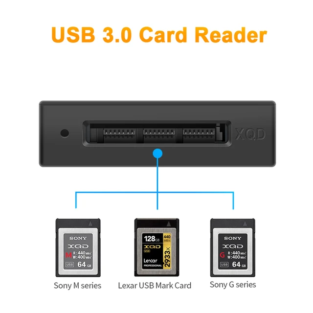 Lecteur de carte mémoire XQD USB 3.0/2.0, transfert de données à