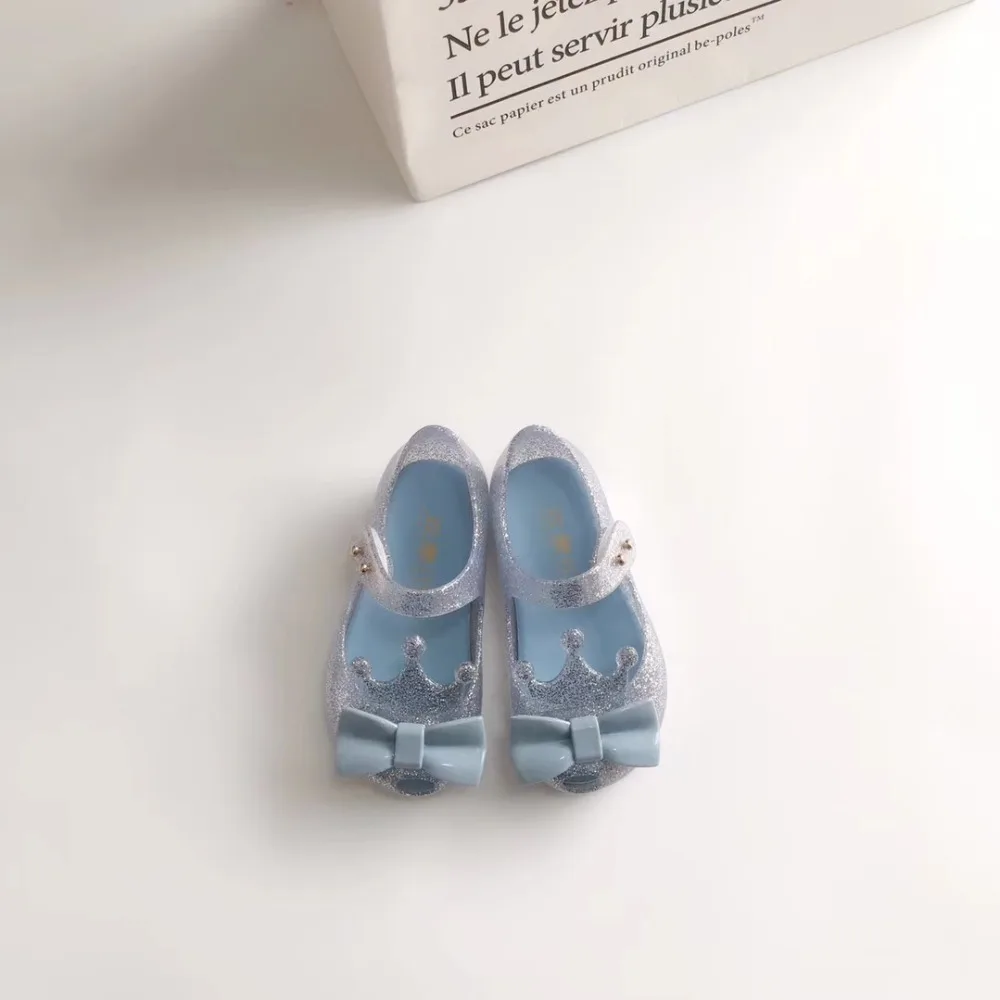 Mini Melissa/ прозрачные сандалии; вечерние туфли для танцев; сандалии с короной; сандалии принцессы с открытым носком для девочек; удобная обувь melissa