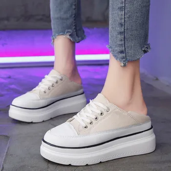 

Thick bottom Canvas Shoes Women High Heel Wedges Sneakers Zapatillas Chunky Mujer Plataforma Fashion Women Casual Shoes U12-33