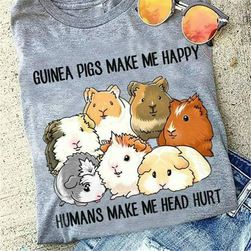 Guiner Pigs Make Me Happy men футболка хлопок S-3Xl Harajuku в стиле хип-хоп |