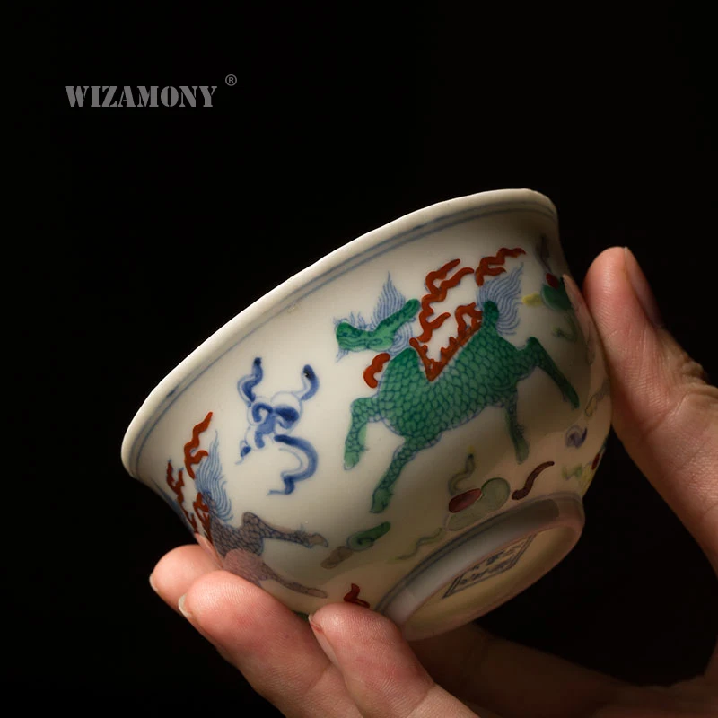 WIZAMONY jingdezhen Drinkware 55ML Chinese Handpainted Porcelain Gaiwan ChinaTeacups Bowl Tea Pot Celadon Teacup | Дом и сад