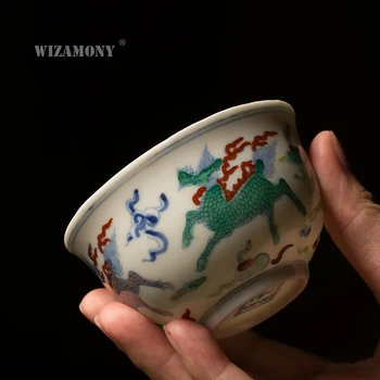 

WIZAMONY jingdezhen Drinkware 55ML Chinese Handpainted Porcelain Gaiwan ChinaTeacups Porcelain Bowl Tea Pot Celadon Teacup