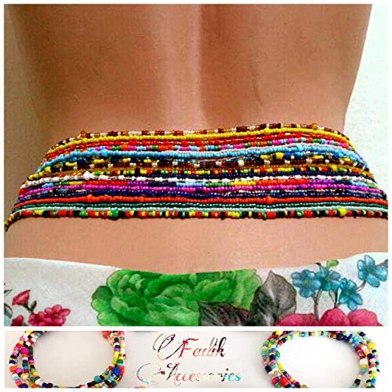 Bohemian summer beach waist beads bracelet for women sexy elastic bikini festival dress belly chain african