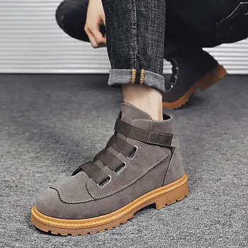 

boots men ankle boots high top men's shoes zapatos de mujer men's boots botas mujer Outdoor pu leather boots retro sneakers