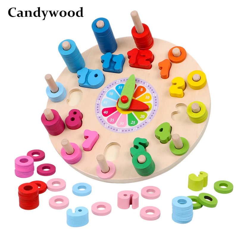 Обучающие игрушки Монтессори цифровые логарифм часы сопряжение расчет круг дети деревянная игрушка для раннего развития детский сад
