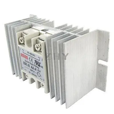 

Temprature Control Solid State Relay SSR 25A 80-280V DC 90-480V AC w Heat Sink