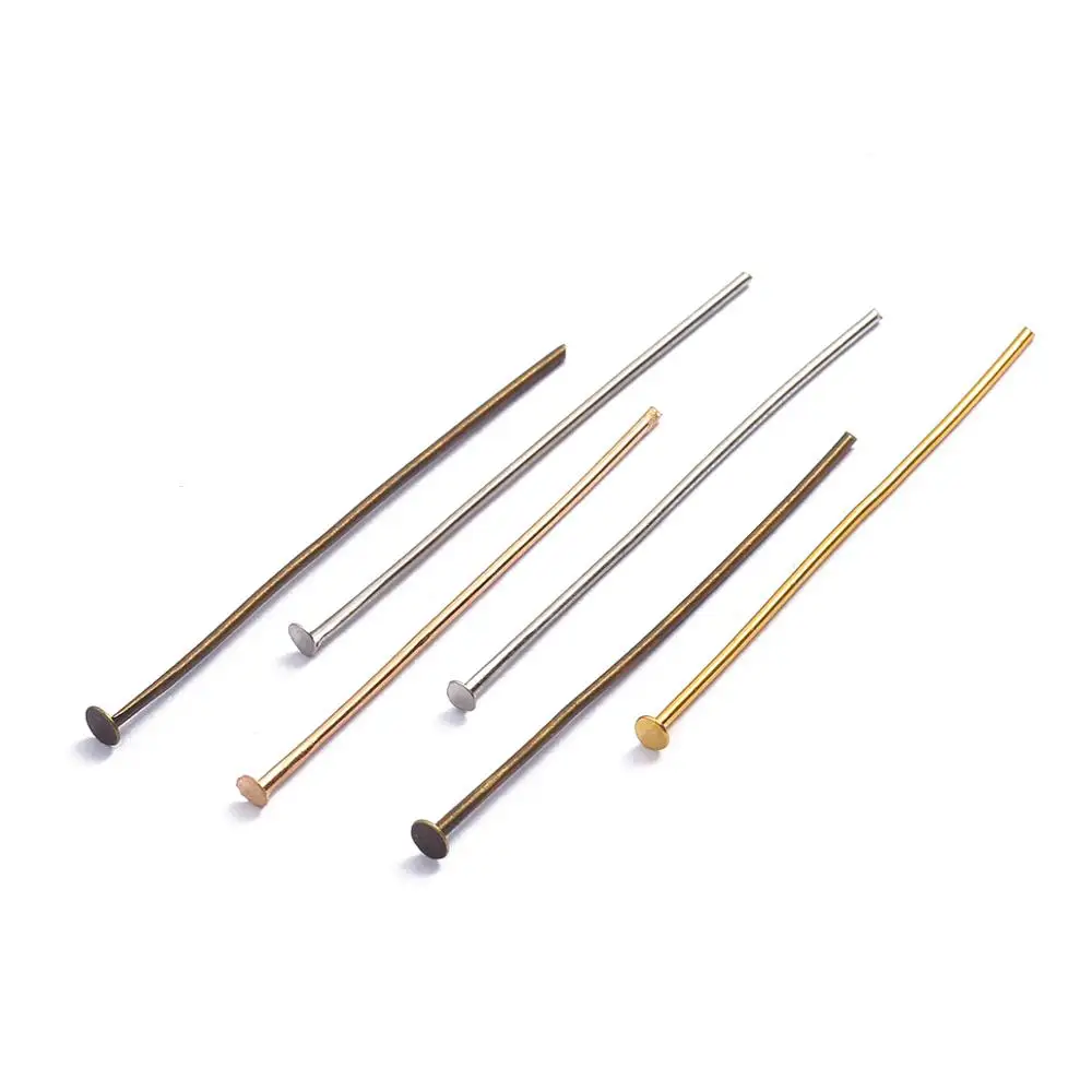 

Flat Head Pins Gold/Copper/Rhodium Headpins For Jewelry Findings Making DIY Supplies 200pcs/bag 16 20 24 30 40 45 50 mm