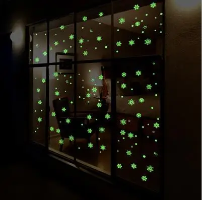 

2020 New Year Merry Christmas Decorations for Home Luminous Snowflake Background Decorative Sticker Removable Navidad Natal