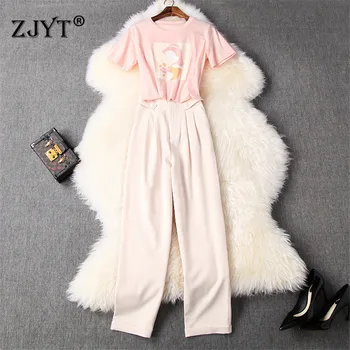

Two Piece Set Top and Pants Matching Set Women 2020 Fashion Summer Female Casual Outfits Short Sleeve TShirt and Pants Sets