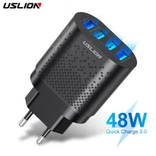 USLION 48W Quick Charger 3 0 USB Charger 5V 3A Fast Charging Wall Charger Adapter Mobile Phone EU US Plug for iphone 11 Samsung tanie i dobre opinie ROHS inny CN (pochodzenie) Podróży Źródło A C LED Display 4 USB Charger Black white For Huawei iPhone Samsung Xiaomi Max 3A
