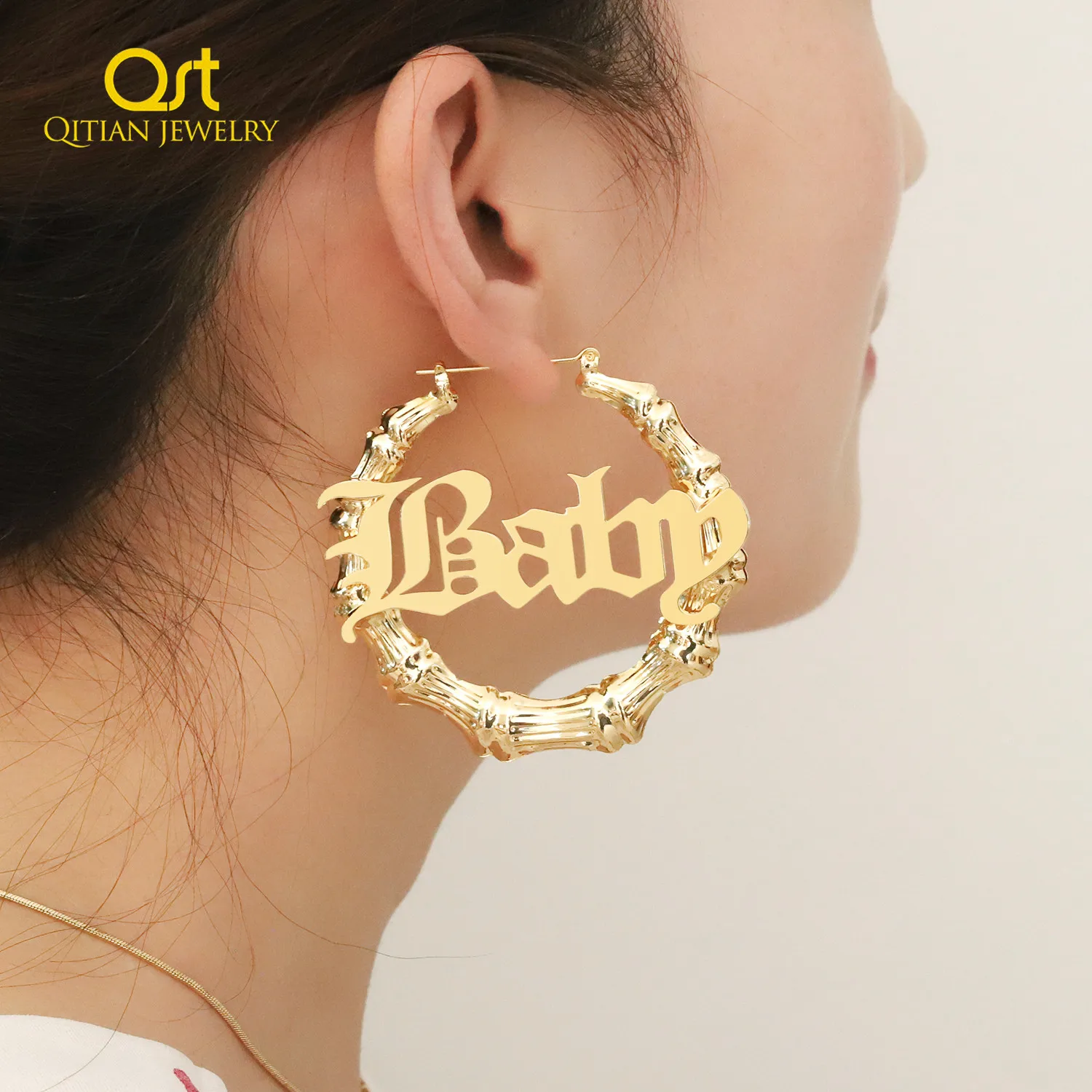 Custom Bamboo Hoop Earrings Image 10