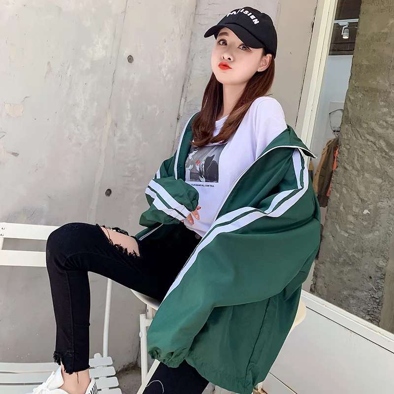 

Harajuku style 2020 New summer plus size sun protection clothing Blue jacket women student all-match Solid Loose female jacket