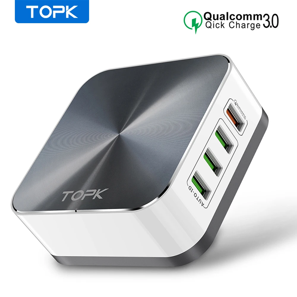 TOPK 50 Вт Quick Charge 3 0 USB зарядное устройство 8 портов Мобильный телефон настольное