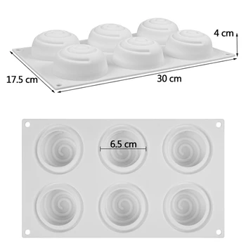 

3D Circular Vortex Silicone Soap Mold 6 Cavity Mousse Cake Mold Handmade Soap Mold Diy Craft Mold