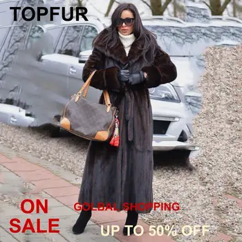 

TOPFUR 2019 New Coming Real Fur Coat Women 120 Cm Mink Fur Coats Suitable Female Young Ladies Favorite Winter Warm Fur Outwear