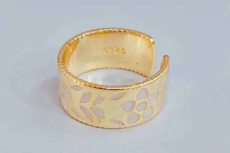 ANENJERY, Новое поступление, ширина поверхности, полый цветок, кольца, 925 пробы, серебро, золото, цвет, палец, кольцо для женщин, вечерние S-R534