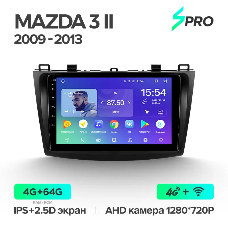 TEYES SPRO Штатная магнитола для Мазда 3 2 Mazda 3 2 2009- 2013 Android 8.1, до 8-ЯДЕР, до 4+ 64ГБ 32EQ+ DSP 2DIN автомагнитола 2 DIN DVD GPS мультимедиа автомобиля головное устройство - Цвет: Mazda 3 2 SPRO 64G