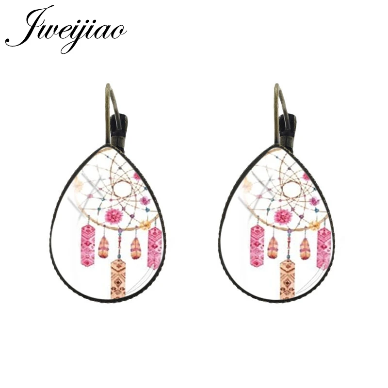 JWEIJIAO Tear water-drop Ear Clip Earrings Dreamcatcher picture Indian Culture Legend of Beauty element Women Earrings DH133 - Metal Color: DH148