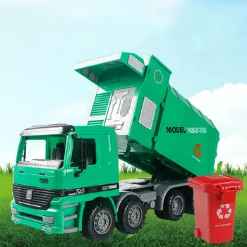 

Friction Powered Recycling Garbage Truck Kids Toy with Side Loading Back Dump Early Educational Clean Trash Car Kids Toys Gifts