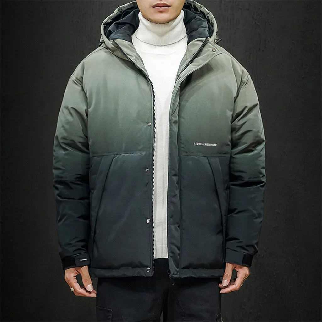 

Men's Autumn And Winter New trend Personality Gradient Printing Warm Brand Slim Mens Coats Casual Windbreak Jackets Men 11.6