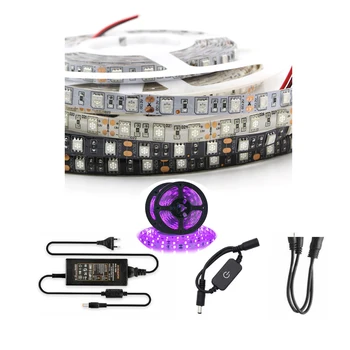 

SMD 5050 UV Led Strip light DC 12V Ultraviolet Ray LED Diode Ribbon Purple Flexible Tape lamp + power adapter+ touch dimmer