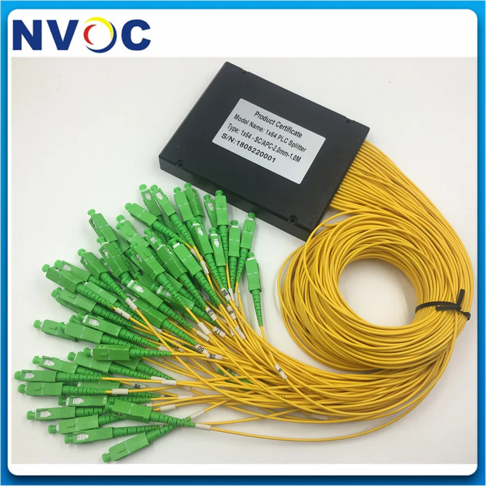 FTTTH 1*64 волоконный ПЛК сплиттер ABS коробка диаметр: 2 0 мм L: 1 м LC/SC/FC/STUPC GPON EPON 1x64 PLC