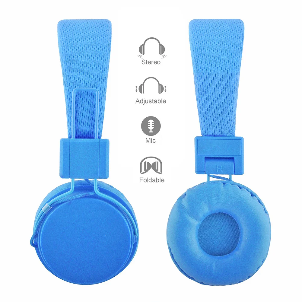 Children Wired Cord On Ear Built in Mic Stereo Kids Adjustable Headphones Foldable Headset E H004