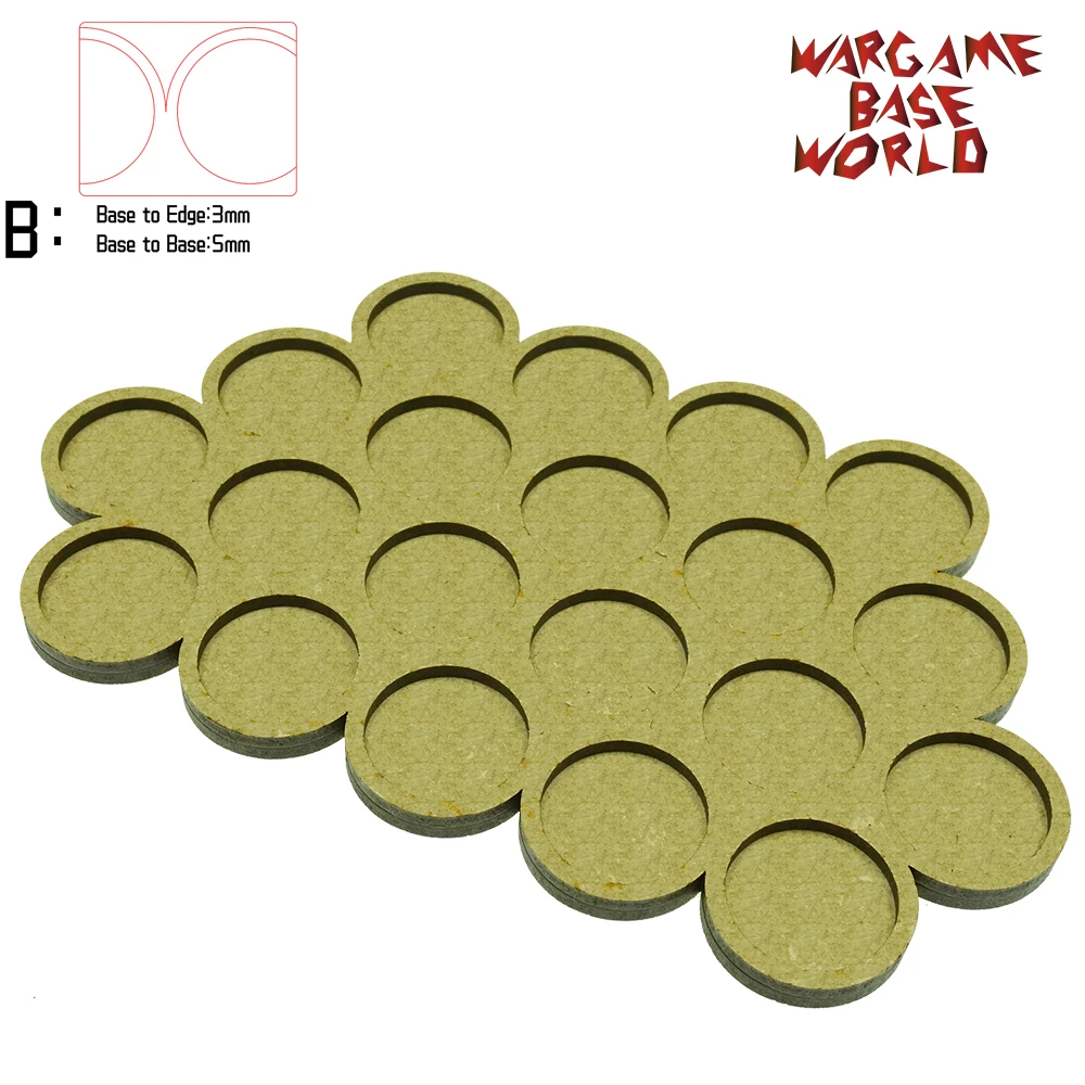 Wargame Base World-Movement Tray-20 цоколей 25 мм круглая Тройная форма MDF