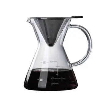 

1Pc 500ML Coffee Pot Handmade Glass Delicate Temperature Resistant Portable Hand Washed Pot Share Coffee Kettle